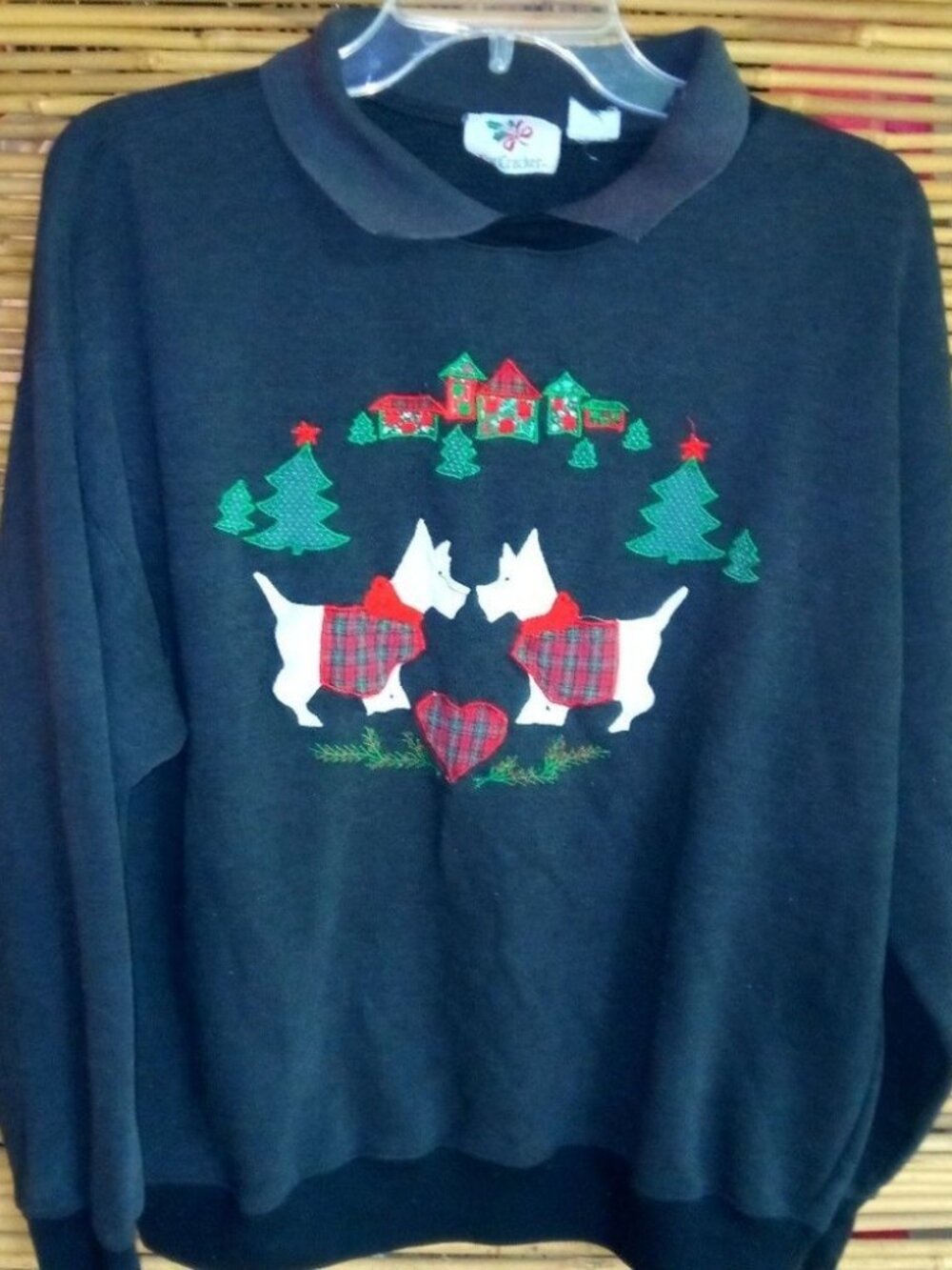 Nutcracker L Christmas Dogs Black Scottie Pullover Xmas Top